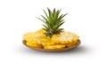 Ananas Victoria coupÃÂ©e en tranches dans une assiette isolÃÂ© sur fond blanc Royalty Free Stock Photo