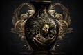 Ananke Greek Mythology God Black Gold Vase by Generative AI Royalty Free Stock Photo