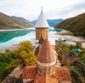 Ananuri castle fortress complex, Georgia. Georgian landmarks.