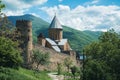 Ananuri fortress complex with medieval orthodox church in Georgia. Ananuri Castle on the Aragvi river