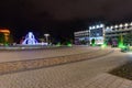 Anapa, Russia - February 28, 2020: Winter square in front of the city administration building of Anapa resort