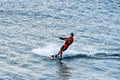 Anapa, Russia, July, 12, 2018. Man snowboarding in the water skiing marine Park in Anapa Royalty Free Stock Photo