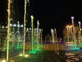 Anapa, Russia, July. 22, 2019. Night landscape with views of city Administration of the resort of Anapa and musical fountain wit