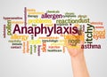 Anaphylaxis word cloud and hand with marker concept