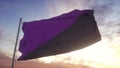 Anarcha feminism flag waving in the wind, sky and sun background. 3d rendering