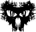 Anarchy military patch. Skull abstract flat logo. Videogame like icon