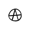 Anarchy sign doodle icon, vector illustration