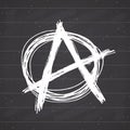 Anarchy sign hand drawn sketch. Textured grunge punk symbol. vector illustration on chalkboard background.