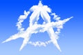 Anarchy sign isolated white cloud on blue sky view