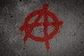 Anarchy symbol spray painted on the wall