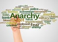 Anarchy word cloud and hand with marker concept Royalty Free Stock Photo