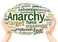 Anarchy word cloud hand sphere concept Royalty Free Stock Photo