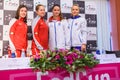 Anastasia Sevastova, Jelena Ostapenko, Viktoria Kuzmina and Rebecca Sramkova, during Draw Ceremony for FedCup World Group II