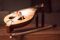 An anatolian musical instrument classical fiddle and bow, turkish kemenche. Royalty Free Stock Photo