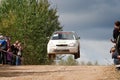 Anatoliy Kosarev drives a blue Citroen car