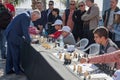 Anatoly Karpov in Marbella playing chess with kids Royalty Free Stock Photo