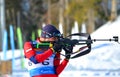 Anatoly Oskin competes in IBU Regional Cup in Sochi Royalty Free Stock Photo