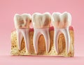 Anatomical 3D illustration of an impaction of a Wisdom tooth, depicting a medically accurate impaction Royalty Free Stock Photo