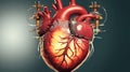 Anatomical Heart: Illustration of Human Heart with Veins and Arteries Royalty Free Stock Photo