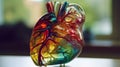 anatomical heart made of colored glass multicolored glass Royalty Free Stock Photo