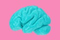 Anatomical Model of Human Blue Brain in Duotone Style. 3d Rendering