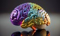 Human brain, colorful generative ai illustration