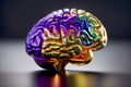Human brain, colorful generative ai illustration