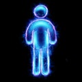Anatomical position, front view, human contour, neon man