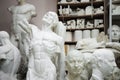 Anatomical sculptures for teaching drawing . gypsum head and bust models for artist drawing training Royalty Free Stock Photo