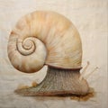 Large Snail Painting On Tattered Background - Patricia Piccinini Style