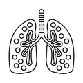 Anatomy, body, breath system, breathe, lung line icon. Outline vector.