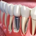 Anatomy of healthy teeth and tooth dental implant in human dentura. 3d illustration Royalty Free Stock Photo