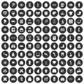 100 anatomy icons set black circle