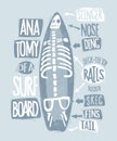 The anatomy of a surfboard t-shirt design Royalty Free Stock Photo