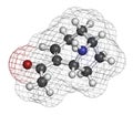 Anatoxin-a very fast death factor, VFDF molecule. 3D rendering. Atoms are represented as spheres with conventional color coding.