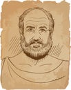 Anaximander line art portrait, vector