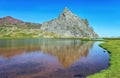 Anayet peak and Anayet lake in Spanish Pyrenees, Spain. Royalty Free Stock Photo