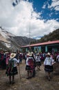 Ancash, Peru, July 29, 2014: people in typical costumes at traditional festival of peasant communities Royalty Free Stock Photo