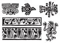 Ancent Mexican tattoo flash set. Set of Aztec labels and elements. Vector set illustration template tattoo. Royalty Free Stock Photo
