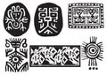 Ancent Mexican tattoo flash set. Set of Aztec labels and elements. Vector set illustration template tattoo. Royalty Free Stock Photo