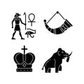 Ancestors heritage black glyph icons set on white space