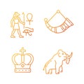 Ancestors heritage gradient linear vector icons set