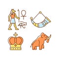 Ancestors heritage RGB color icons set