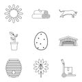 Ancestral home icons set, outline style
