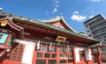 Ancestral shrine Kanda Myojin Set shrine Kanda Myojin Set shrine Torii Shrine Blue sky Red Royalty Free Stock Photo