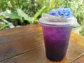 Anchan lemon juice in cup on table at garden of cafÃÂ©. Natural herbal drink  have good value for body : Contains antioxidants, Royalty Free Stock Photo