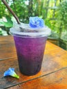 Anchan lemon juice in cup on table at garden of cafÃÂ©. Natural herbal drink  have good value for body : Contains antioxidants Royalty Free Stock Photo