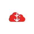 Anchor and airplane cloud shape concept logo design