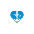 Anchor and airplane heart shape concept logo design