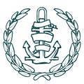 Anchor with Banner and laurel. Vector